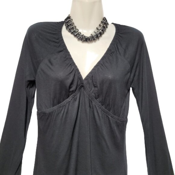 Zenana Outfitters Black Long Sleeve Rayon V Neck Tunic Top Size L - Picture 2 of 4